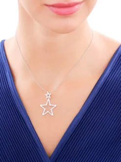 Zawieszka srebrna z cyrkoniami - gwiazdy