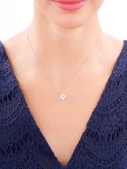 Zawieszka srebrna z cyrkoniami - koniczyna