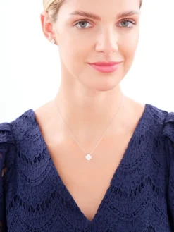 Zawieszka srebrna z cyrkoniami - koniczyna