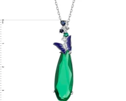 Zawieszka srebrna z cyrkoniami, szlifowanym szkłem i emalią - motyl