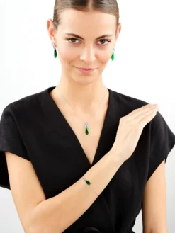 Zawieszka srebrna z cyrkoniami, szlifowanym szkłem i emalią - motyl