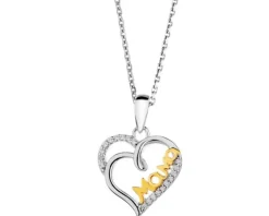 Zawieszka srebrna z cyrkoniami - mama, serce