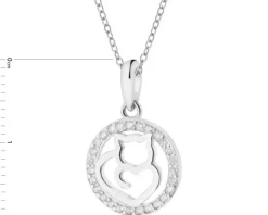 Zawieszka srebrna z cyrkoniami - kot, koło