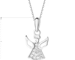 Zawieszka srebrna z cyrkoniami - aniołek