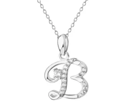 Zawieszka srebrna z cyrkoniami - litera B