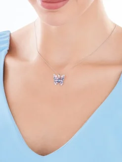 Zawieszka srebrna z cyrkoniami - motyl