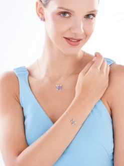 Zawieszka srebrna z cyrkoniami - motyl