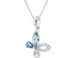 Zawieszka srebrna z cyrkoniami - motyl
