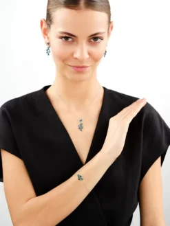 Zawieszka srebrna z cyrkoniami i szlifowanym szkłem