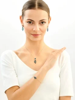 Zawieszka srebrna z cyrkoniami i szlifowanym szkłem