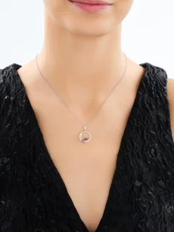 Zawieszka srebrna z cyrkoniami - koło, serca