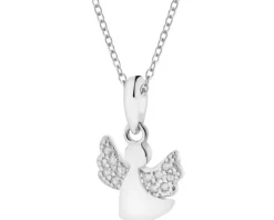 Zawieszka srebrna z cyrkoniami - aniołek