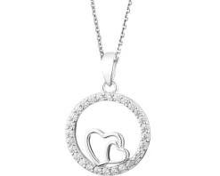 Zawieszka srebrna z cyrkoniami - koło, serca