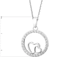 Zawieszka srebrna z cyrkoniami - koło, serca