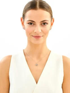 Zawieszka srebrna z cyrkoniami - mama, serce