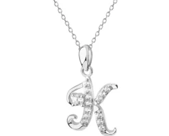 Zawieszka srebrna z cyrkoniami - litera K
