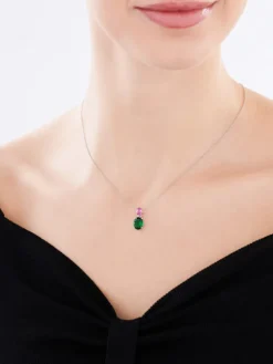 Zawieszka srebrna z korundem i szlifowanym szkłem