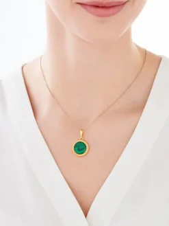 Zawieszka srebrna z malachitem - koło