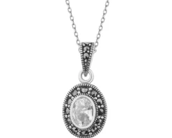 Zawieszka srebrna z markasytami i cyrkonią