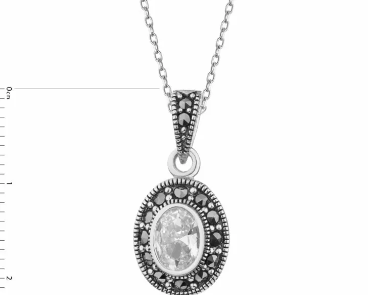 Zawieszka srebrna z markasytami i cyrkonią