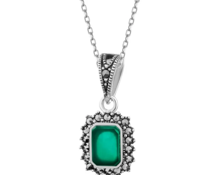 Zawieszka srebrna z markasytami i agatem