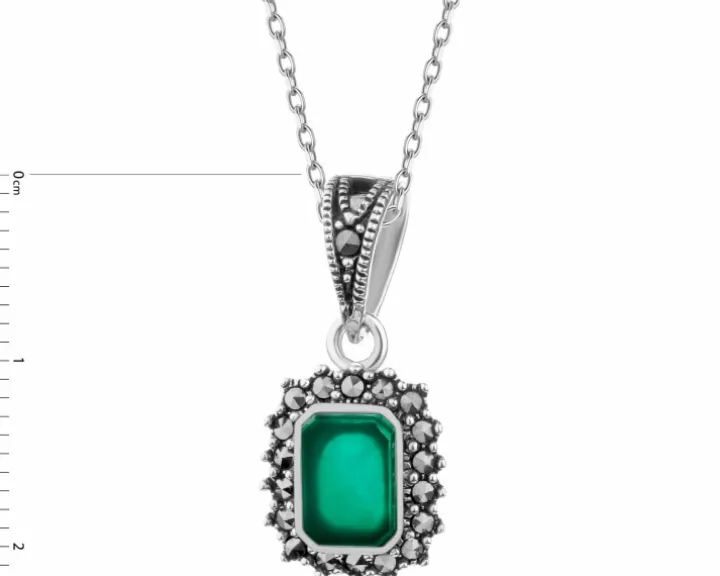 Zawieszka srebrna z markasytami i agatem