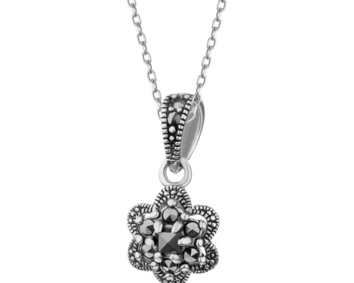 Zawieszka srebrna z markasytami - kwiat