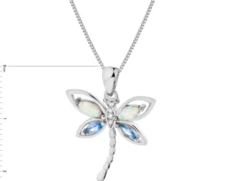 Zawieszka srebrna z opalami i cyrkoniami - ważka