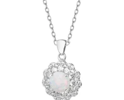 Zawieszka srebrna z opalem i cyrkoniami