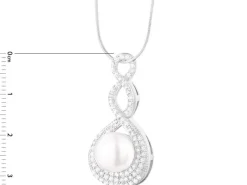 Zawieszka srebrna z perłą i cyrkoniami