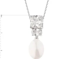 Zawieszka srebrna z perłą i cyrkoniami