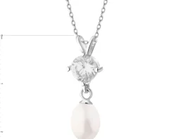 Zawieszka srebrna z perłą i cyrkonią