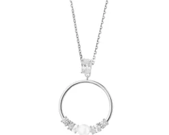 Zawieszka srebrna z perłą i cyrkoniami - koło