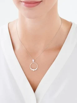 Zawieszka srebrna z perłą i cyrkoniami - koło