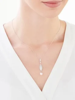 Zawieszka srebrna z perłą i cyrkoniami