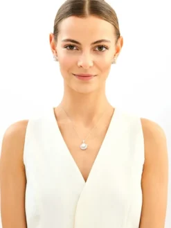 Zawieszka srebrna z perłą i cyrkoniami