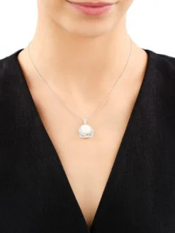 Zawieszka srebrna z perłą i cyrkoniami - kwiat