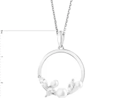 Zawieszka srebrna z perłami i cyrkoniami - koło