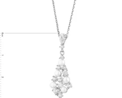 Zawieszka srebrna z perłami i cyrkoniami