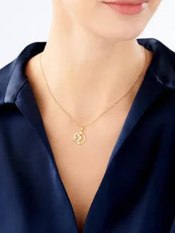 Zawieszka srebrna z perłami i cyrkoniami - koło