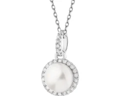 Zawieszka srebrna z perłami i cyrkoniami