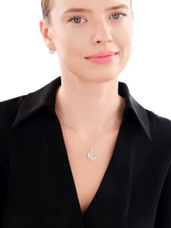 Zawieszka srebrna z perłami i cyrkoniami - Księżyc gwiazdy