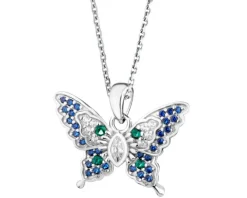 Zawieszka srebrna ze spinelem i cyrkoniami - motyl