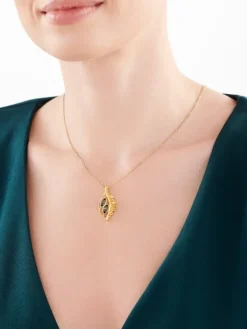 Zawieszka srebrna ze szlifowanym szkłem - liść