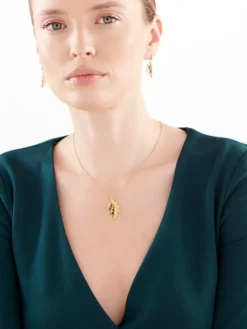 Zawieszka srebrna ze szlifowanym szkłem - liść