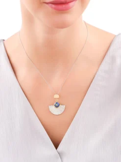 Zawieszka srebrna ze szlifowanym szkłem - wachlarz