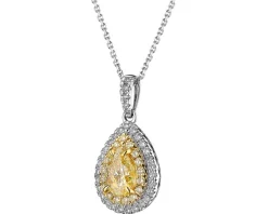 Zawieszka z białego i żółtego złota z diamentami - VS2/Fancy Light Yellow - 1,36 ct - próba 750