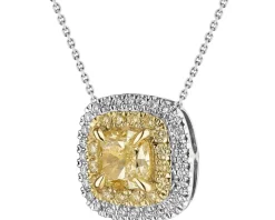 Zawieszka z białego i żółtego złota z diamentami - VS2/Fancy Light Yellow - 1,31 ct - próba 750