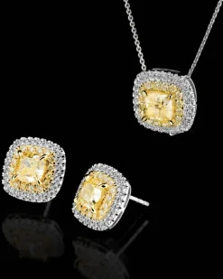 Zawieszka z białego i żółtego złota z diamentami - VS2/Fancy Light Yellow - 1,31 ct - próba 750