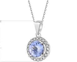 Zawieszka z białego złota z diamentami i tanzanitem - próba 585